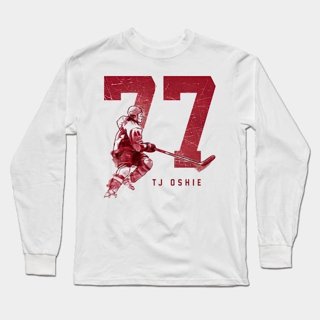 T.J. Oshie Washington Grunge Long Sleeve T-Shirt by stevenmsparks